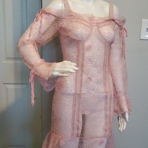 LEA Collection Classic Sheer Netted Lace Dress